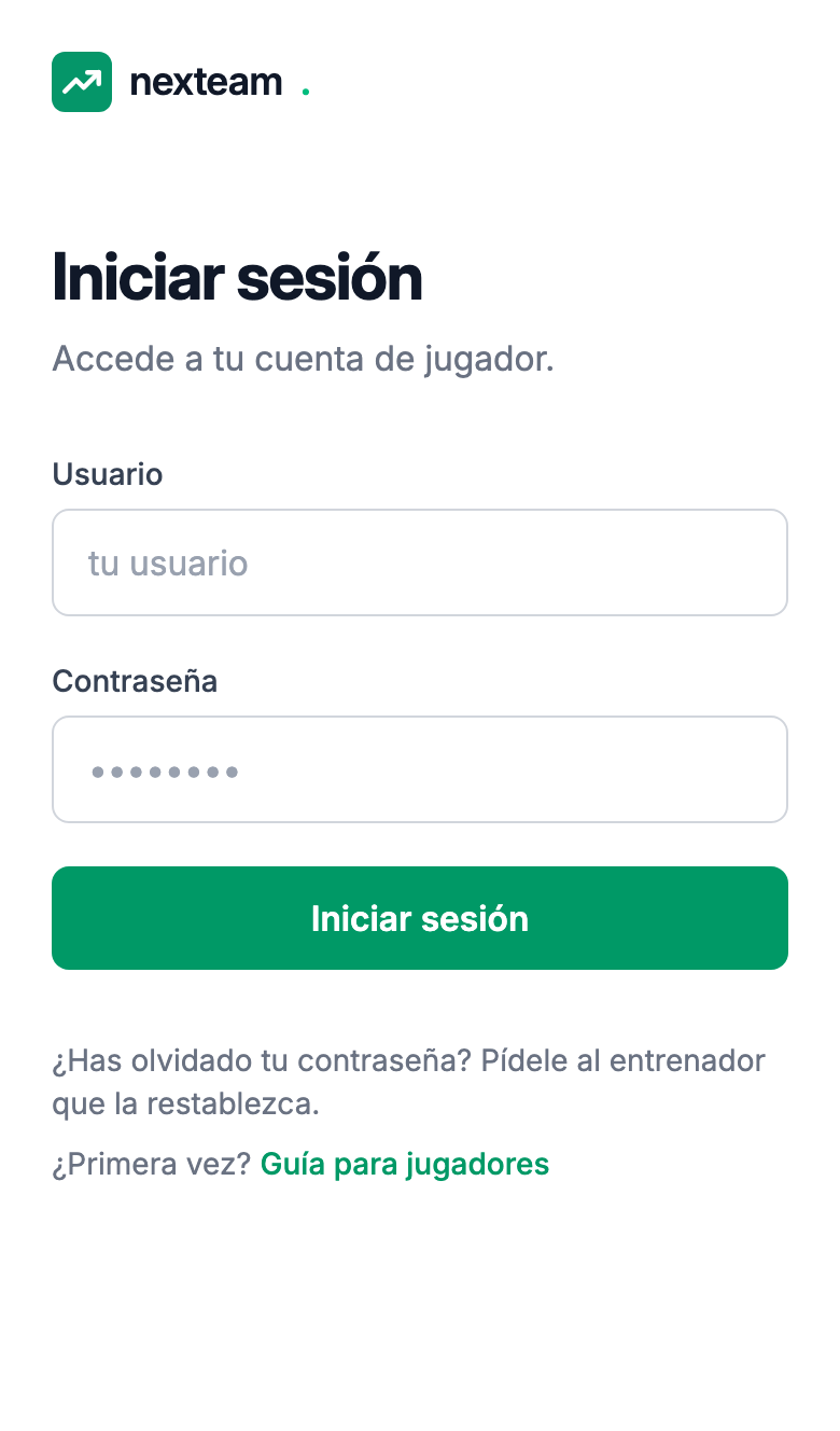 Pantalla de inicio de sesión